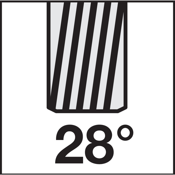 Nut: 28° Rechtsdrall